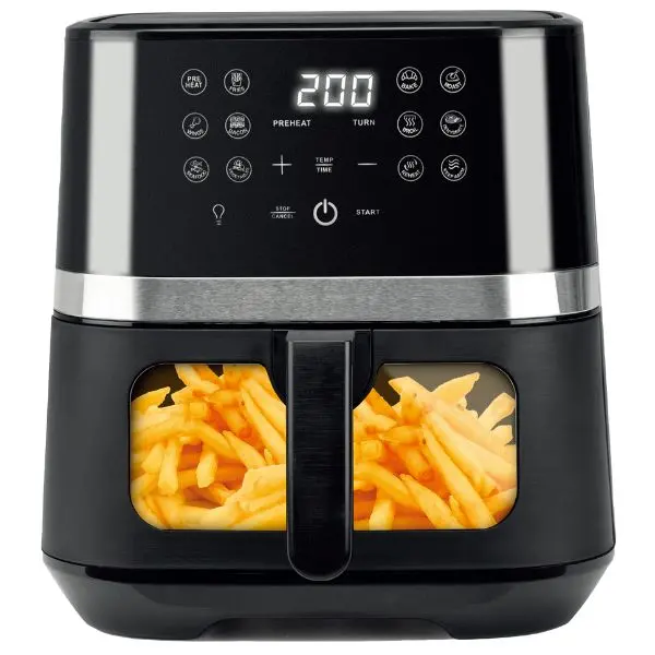 Horkovzdušná fritéza digitální Brock 6,5l, 1800W, okno, osvětlení, 12 programů
