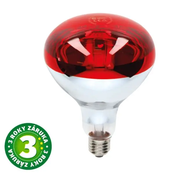 Prémiová výhřevná infra žárovka E27 GSC, 250W, 125mm, rubínová