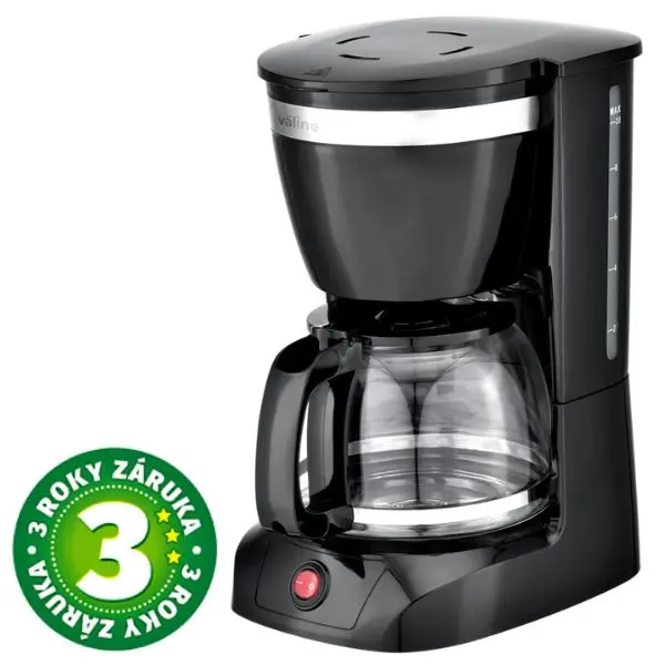 Elektrický překapávač na kávu Väline Mocca, 10 šálků, 800W, 1,25 l, černý, 3 roky záruka