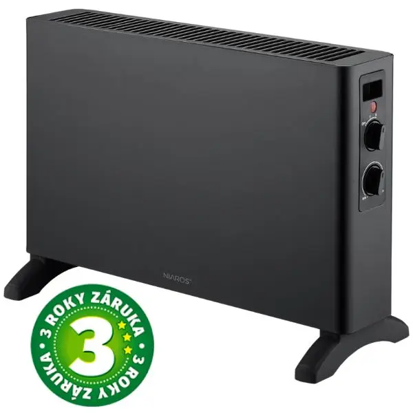 Přímotop - konvektor, 2 stupně topného výkonu, max 2000W, na 20m2, černý