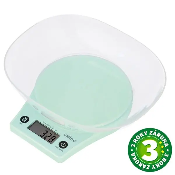 Kuchyňská váha Nagri s miskou, digitální, max 5kg, přesnost na 1g, 14x18cm, 3 roky záruka
