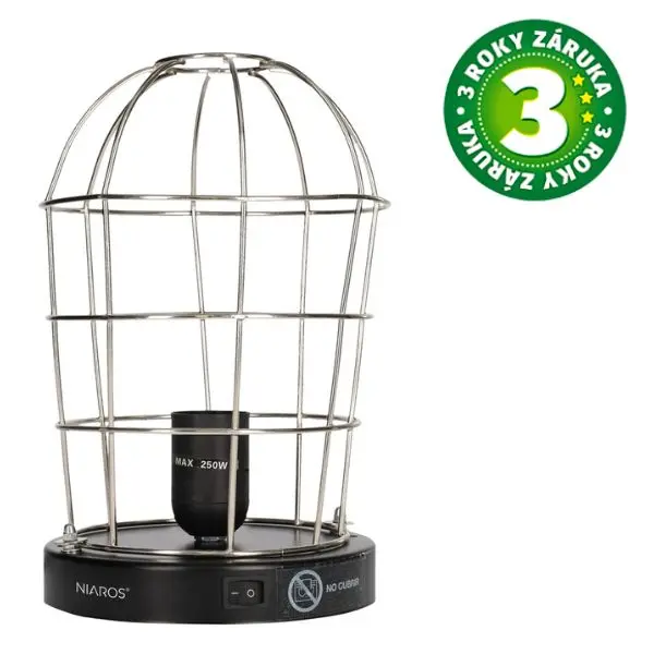 Topná lampa na infra žárovky E27 max 250W, samostojná, Niaros, 3 roky záruka