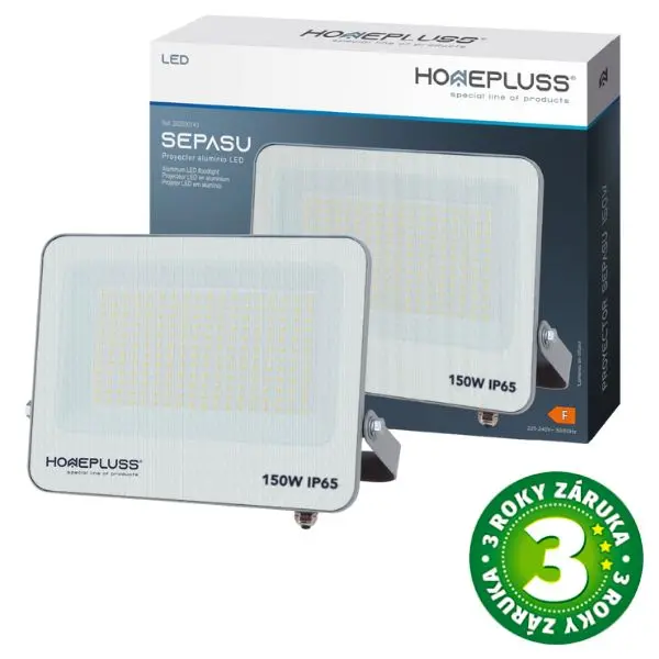 Ultratenký LED reflektor šedý 150W 13000lm, studená barva světla, 3 roky záruka