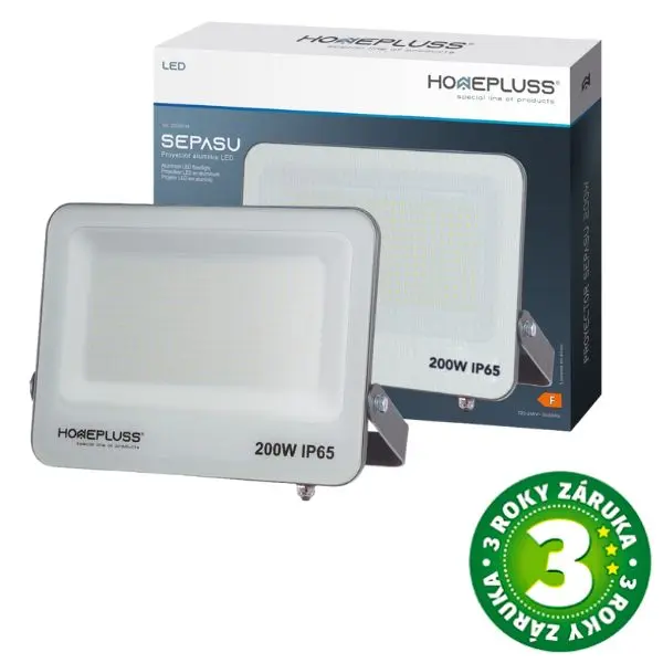 Ultratenký LED reflektor šedý 200W 18000lm, studená barva světla, 3 roky záruka