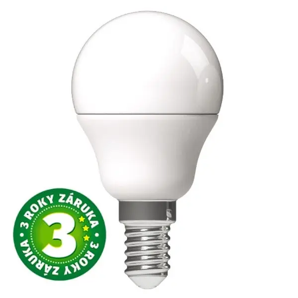 Akce 3+1: Prémiová LED žárovka E14 4,5W 470lm G45, studená, ekv. 40W, 3 roky