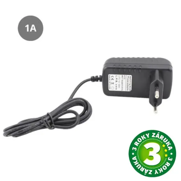 Trafo - Prémiový LED napájecí  zdroj 12V 12W 1A, GSC, černý, do zásuvky, 3 roky záruka