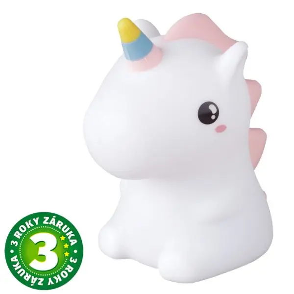 Noční světlo jednorožec 15cm GSC, teplá + RGB, nabíjecí, 3 roky záruka