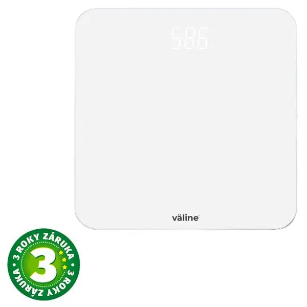 Digitální váha Väline Kocarli, max 180kg, na 3 baterie AAA, tvrzené sklo, bílá, 3 roky zár