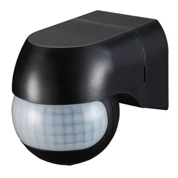 Pohybové čidlo na zeď – PIR senzor GSC, IP44 - venkovní, černé, 800W