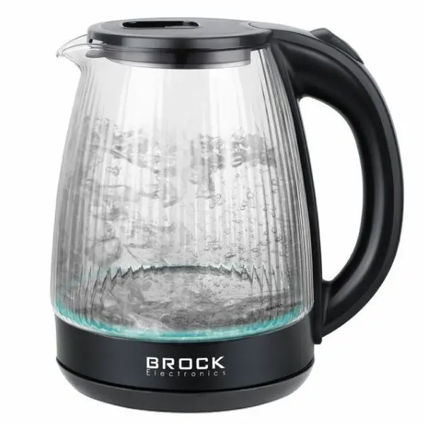 Rychlovarná konvice 1,8l, Brock, sklo, 1500W, s tmavomodrým LED podsvitem
