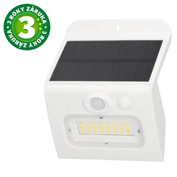 Solární LED reflektor Egoda 3W 350lm s pohybovým čidlem CCT IP54 bílý, 3 roky záruka