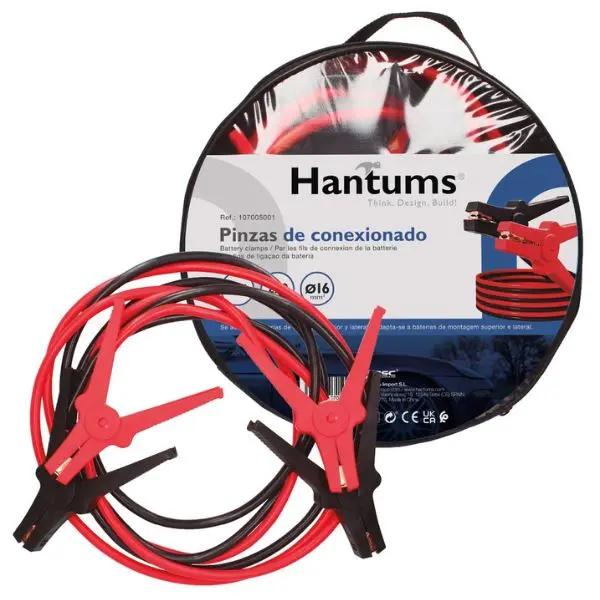 Startovací kabely Hantums 3m, 220A, 16mm2, 12/24V, TÜV SÜD DIN 72553-16