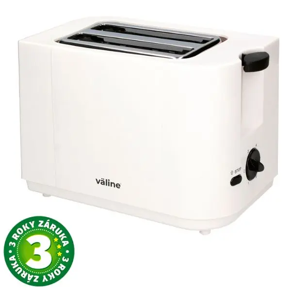Topinkovač na 2 toasty Väline Avocato 700W funkce přihřátí a rozmrazení bílý 3 roky zár.