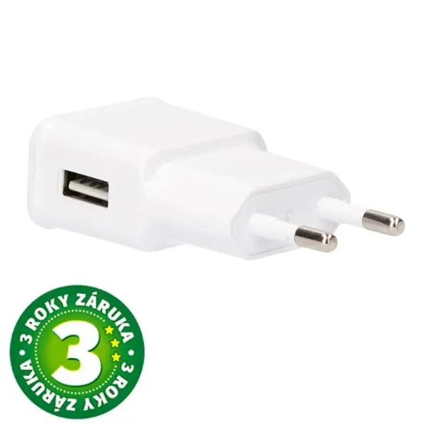 USB nabíjecí adaptér do sítě 5V/2A, 1xUSB A, bílý, 3 roky záruka