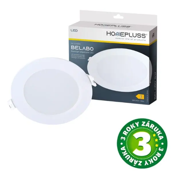 Vestavný LED panel 6W 510lm, denní, kruhový, 12cm, 3 roky