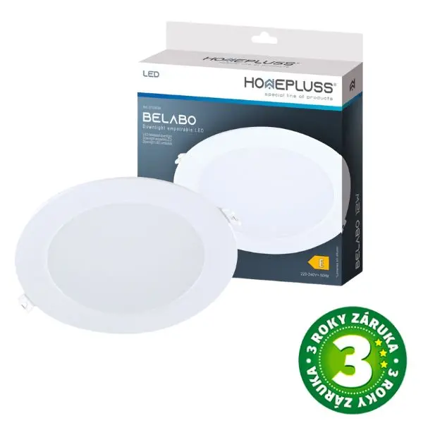 Vestavný LED panel 12W 1056lm, studená, kruhový, 17cm, 3 roky