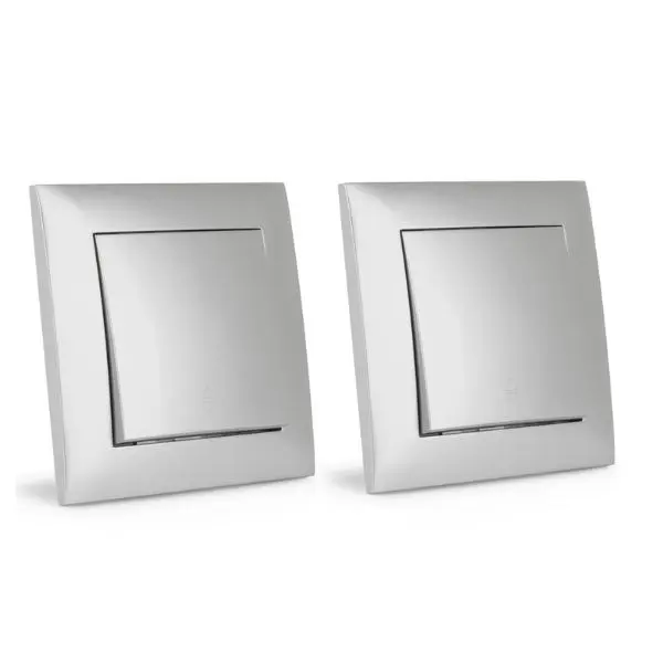 2 x Přepínač jednopólový (schodišťák) stříbrný
