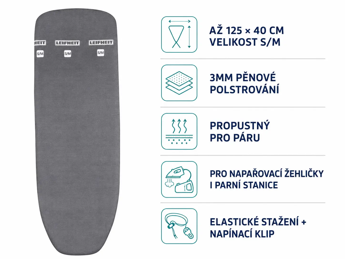 Leifheit Potah na žehlicí prkno Cotton Classic S/M Black 76192