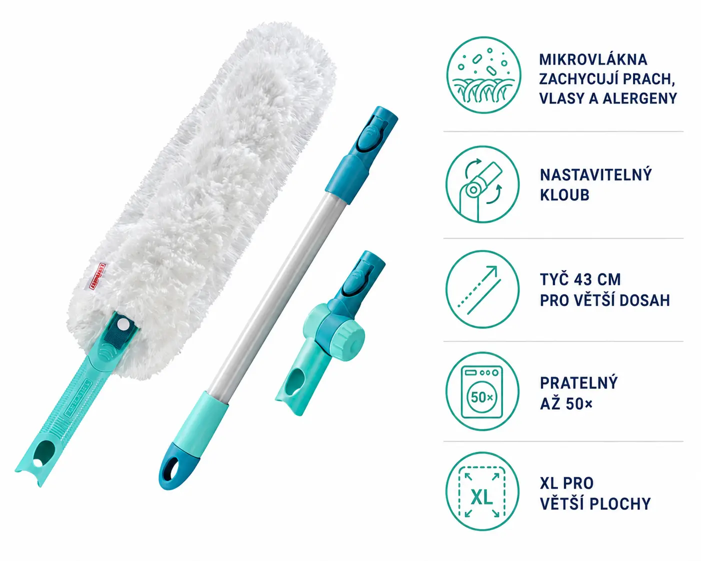 Leifheit Duster XL Pro Reach - set prachovka + kloub + tyč 43 cm 41258