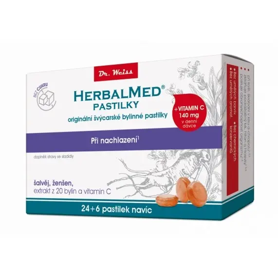 HerbalMed past. Dr.Weiss BEZ CUKRU Šalv+žen+C 24+6