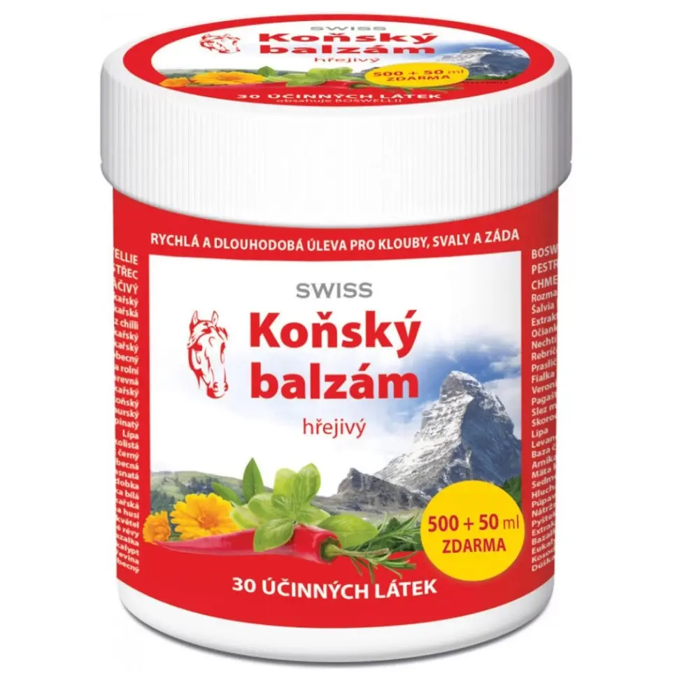 Koňský balzám SWISS hřejivý 500 + 50 ml