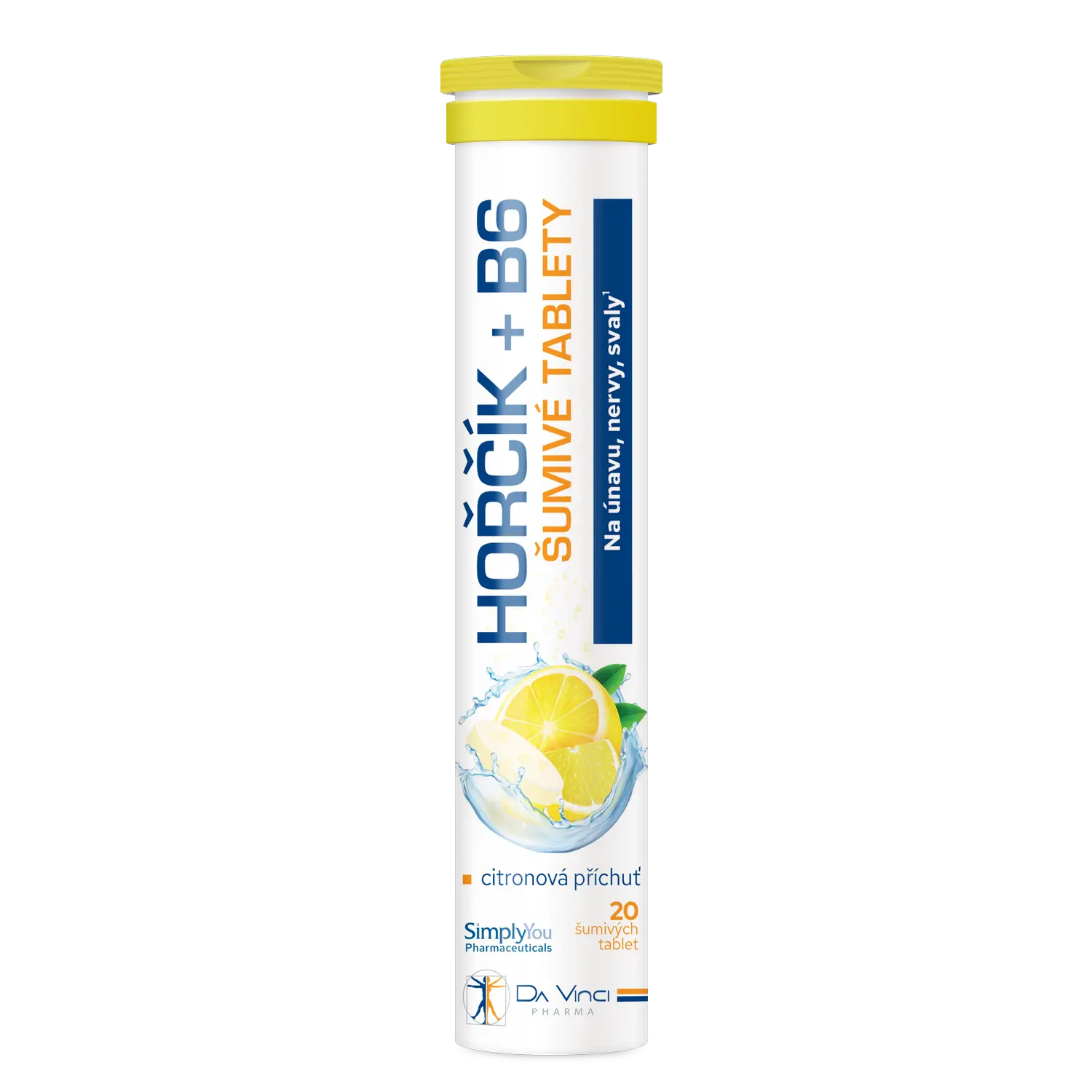 Hořčík 250 mg + B6 Da Vinci Pharma citrón 20 šumivých tablet