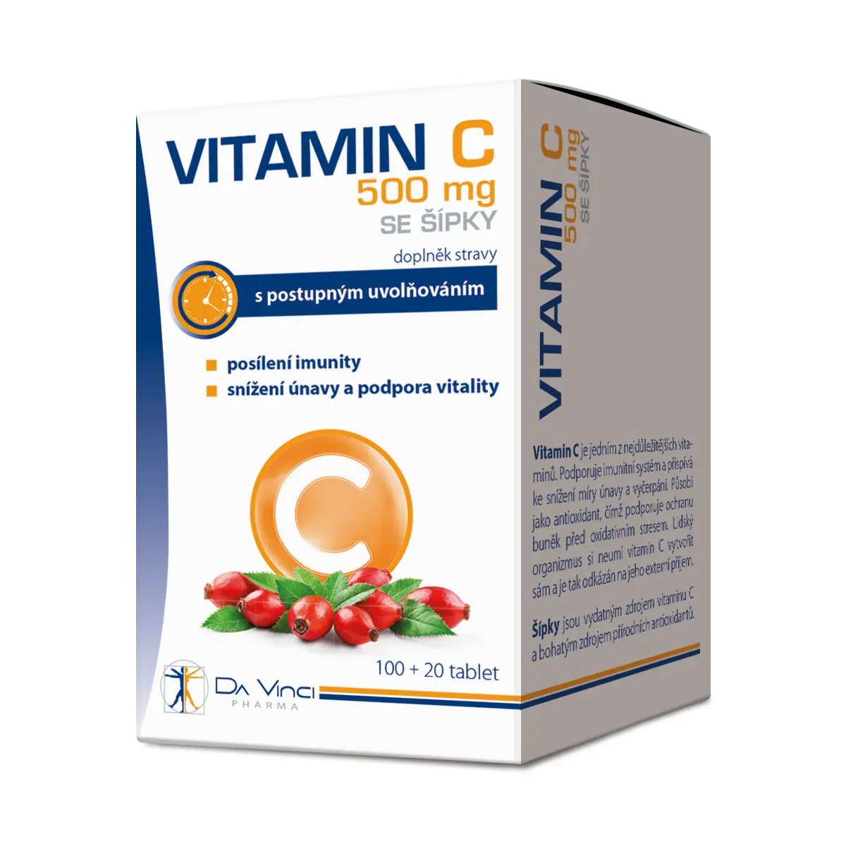 Vitamin C 500 mg se šípky Da Vinci Pharma 100+20 tablet zdarma