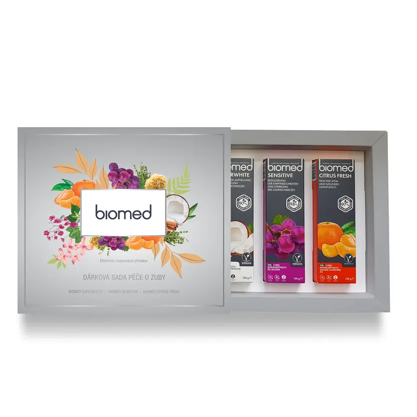 Biomed dámská dárková sada zubních past (Superwhite, Citrus Fresh, Sensitive), 3ks