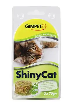 Gimpet ShinyCat konz. tuňak s kočičí trávou 2x70g + Množstevní sleva