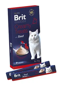 Brit Pamlsky pro kočky Premium by Nature Cat Creamy Treats with Beef, 6x 15 g