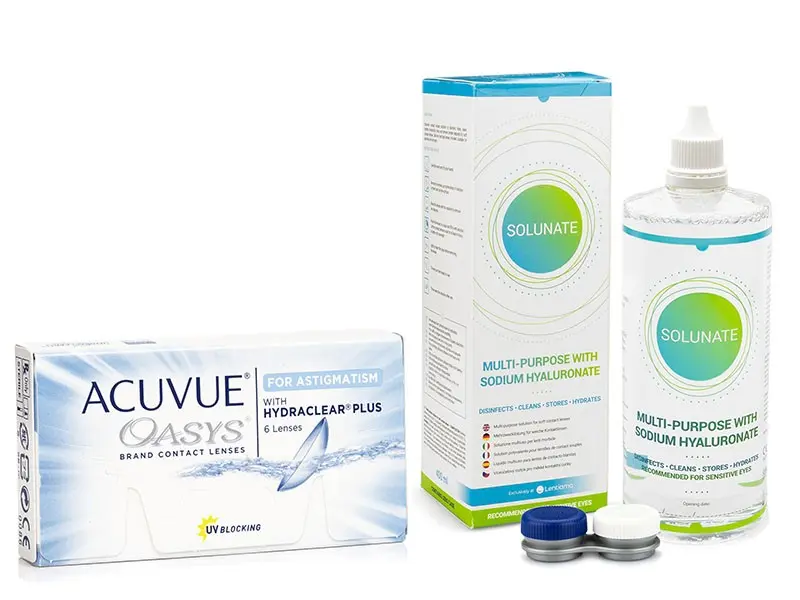 Johnson & Johnson Acuvue Oasys for Astigmatism (6 čoček) + Solunate Ⓢ Multi-Purpose 400 ml s pouzdrem