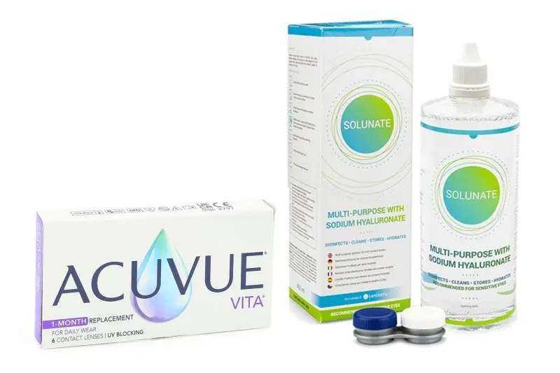 Johnson & Johnson Acuvue Vita (6 čoček) + Solunate Ⓢ Multi-Purpose 400 ml s pouzdrem