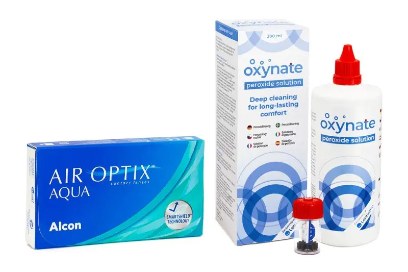 Alcon Air Optix Aqua (6 čoček) + Oxynate Peroxide 380 ml s pouzdrem