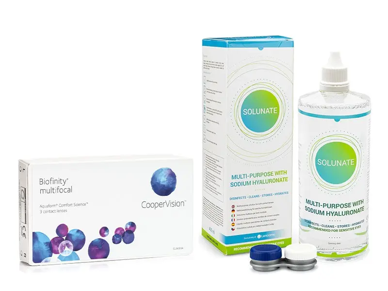 CooperVision Biofinity Multifocal (3 čočky) + Solunate Ⓢ Multi-Purpose 400 ml s pouzdrem