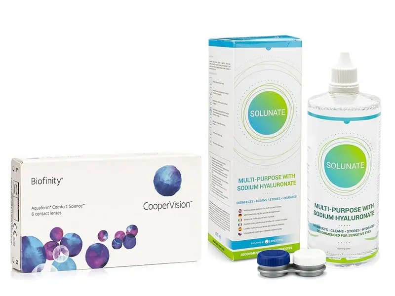 CooperVision Biofinity (6 čoček) + Solunate Ⓢ Multi-Purpose 400 ml s pouzdrem