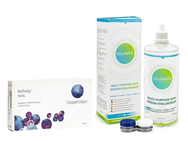 CooperVision Biofinity Toric (6 čoček) + Solunate Multi-Purpose 400 ml s pouzdrem