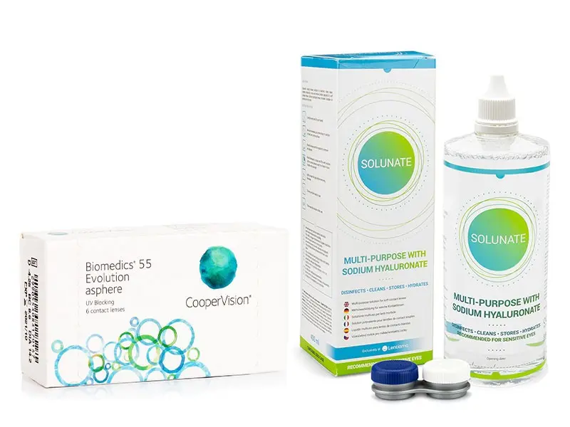 CooperVision Biomedics 55 Evolution (6 čoček) + Solunate Ⓢ Multi-Purpose 400 ml s pouzdrem