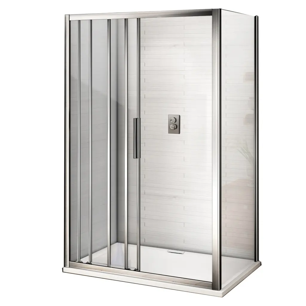 WellMall AFTER COMBI 100x80 Clear Sprchový kout s třídílnými posuvnými dveřmi a pevnou bočnicí 8595703832628
