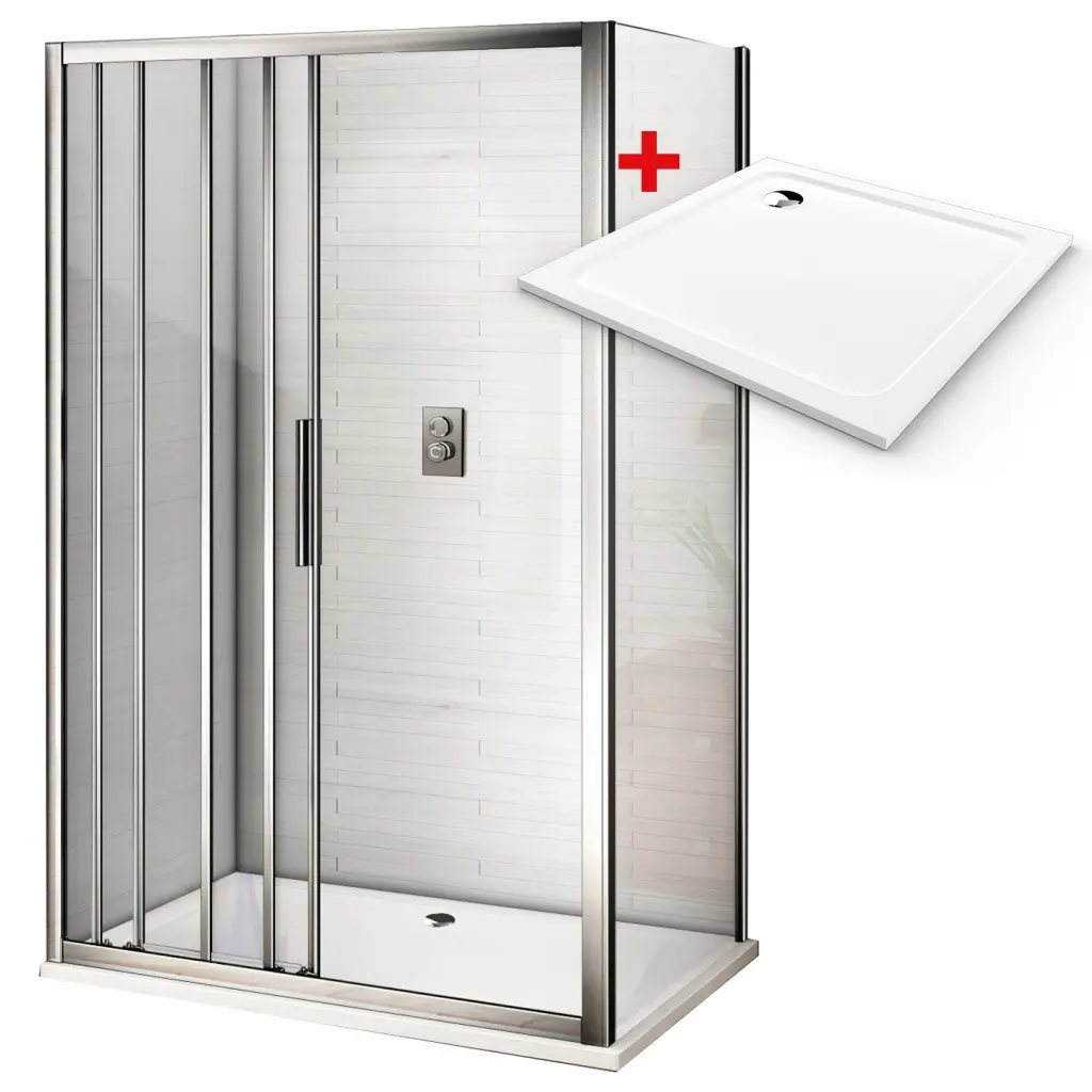 WellMall AFTER ROCKY 90x90 Clear Sprchový kout s mramorovou vaničkou 8595703832857