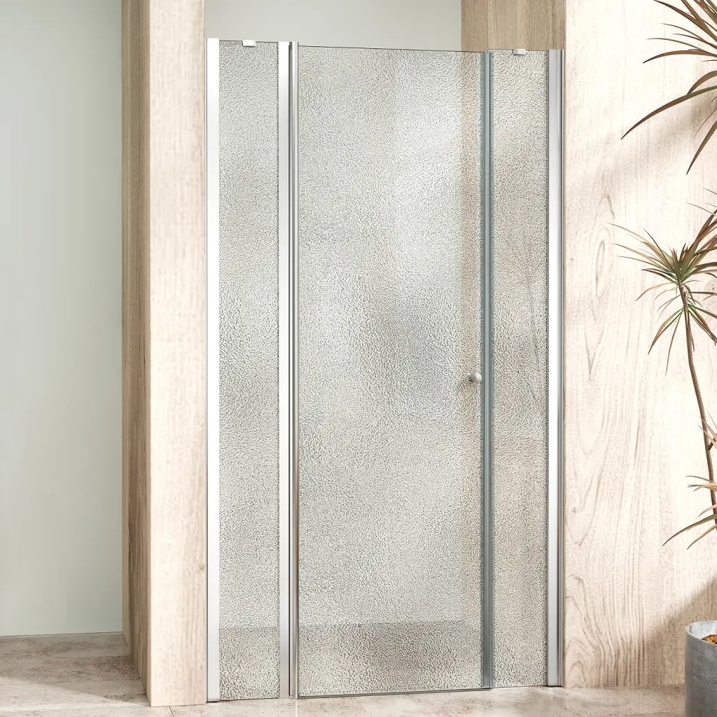 WellMall ALFA LINE II Chrom 115 Grape Sprchové dveře jednokřídlé s pevnými stěnami v rovině 8595703852558