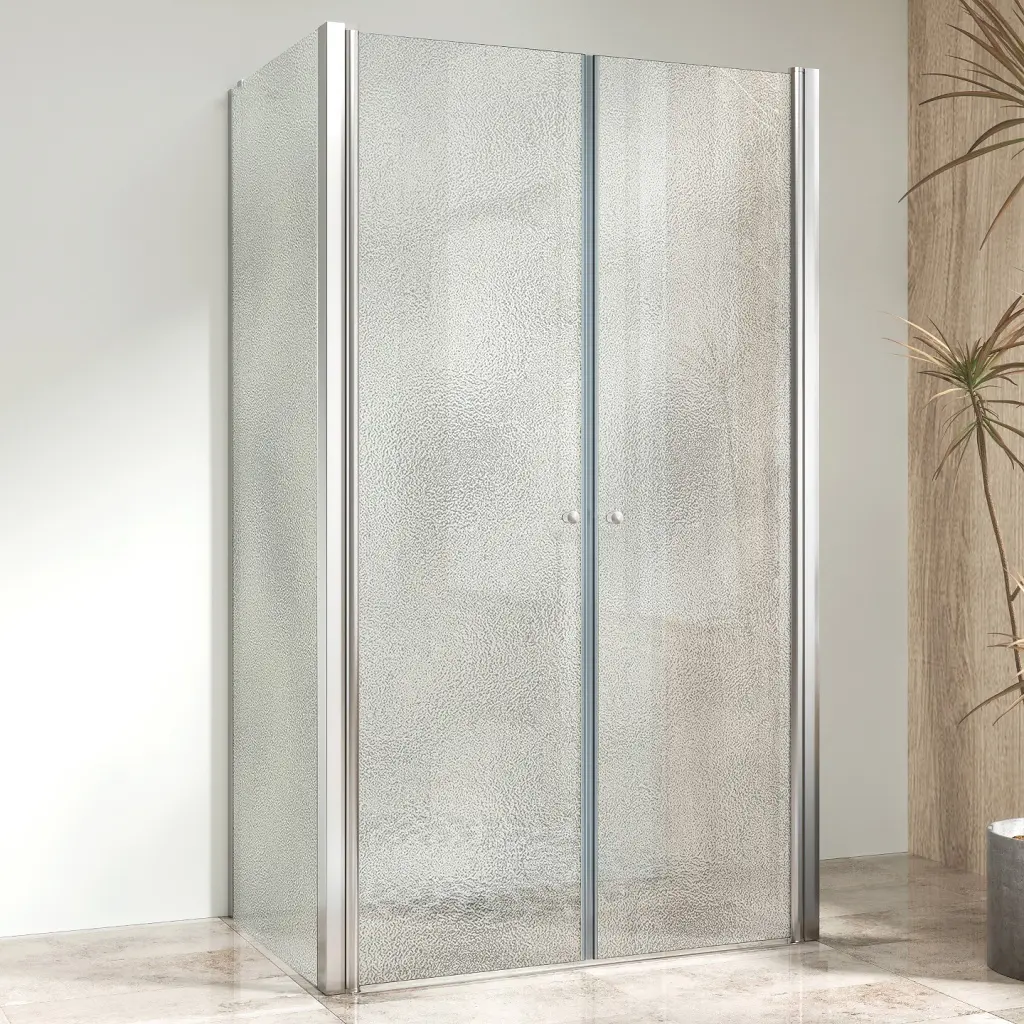 WellMall Sprchový kout s dvoukřídlými dveřmi 90x100x90, třístranný, grape, chrom - BETA COMBI II 8595703856587