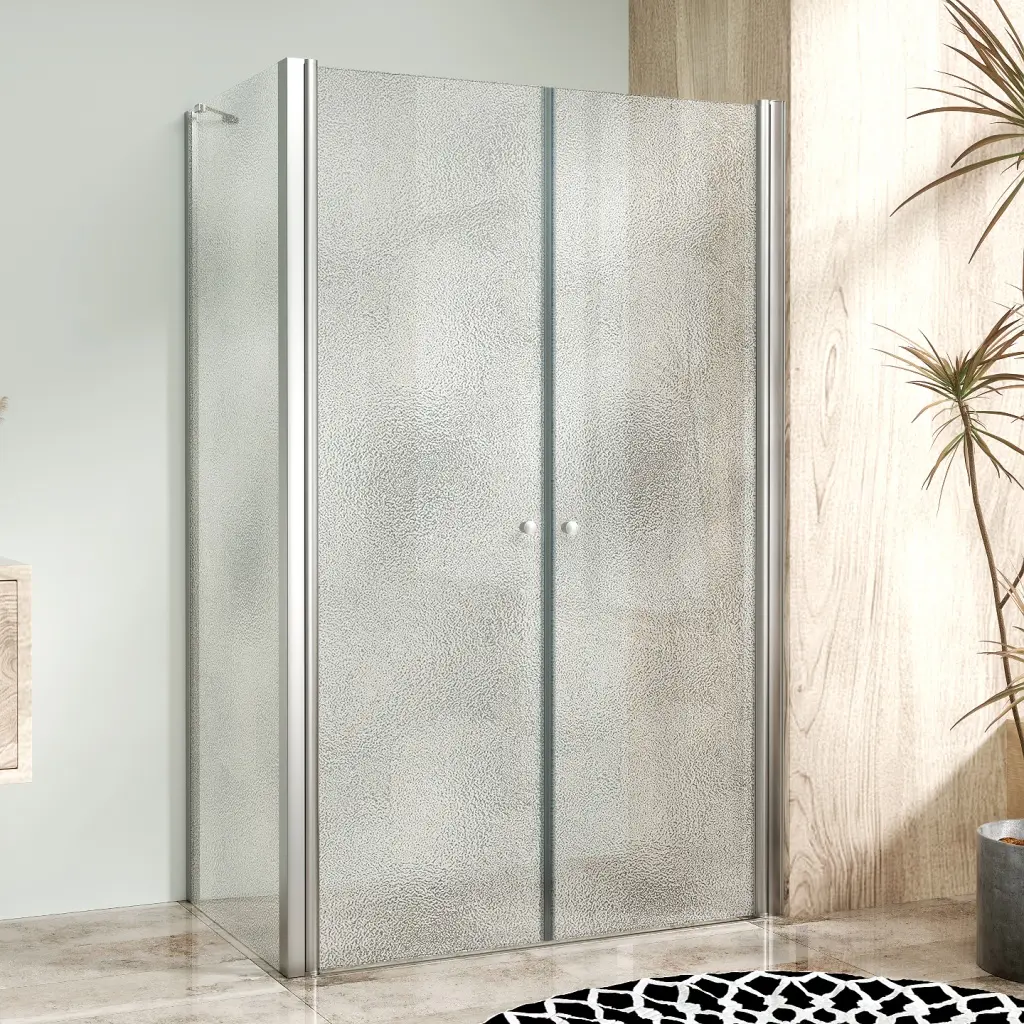WellMall Sprchová zástěna s dvoukřídlými dveřmi 120x70, obdélníková, grape, chrom - BETA COMBI 8595703856754