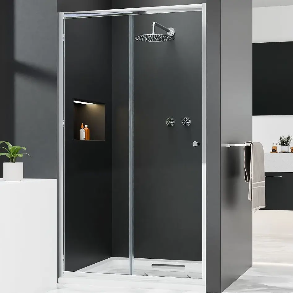 WellMall NICOL Chrom 140 čiré Sprchové posuvné dveře do niky 8595703825781