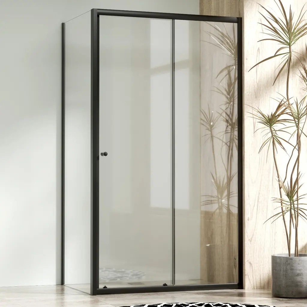 WellMall Sprchová zástěna s posuvnými dveřmi 110x70, obdélníková, čiré, černá - NICOL COMBI 8595703857003