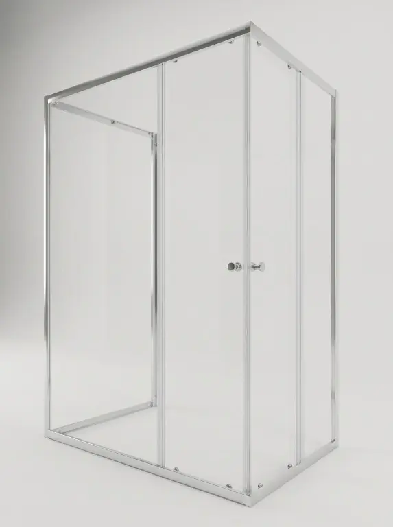 WellMall Nástěnná sprchová zástěna 80x100x80, obdélníková, chrom, clear - POINT COMBI 8595703857676
