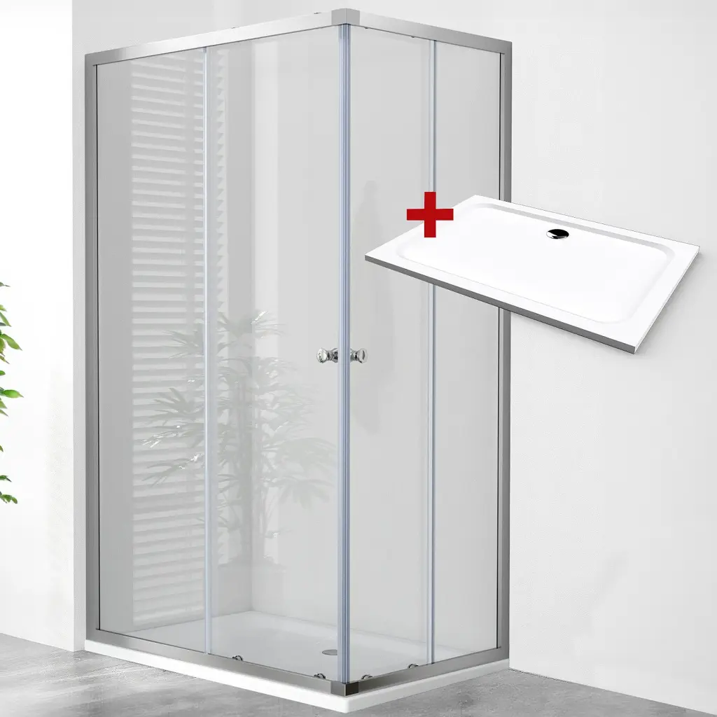 WellMall POINT ROCKY 110x80 Clear Obdélníkový sprchový kout s mramorovou vaničkou 8595703828256