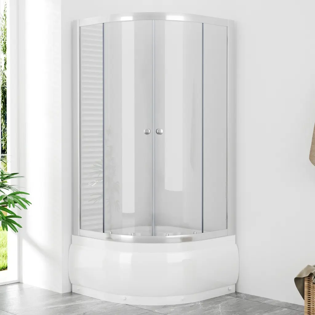 WellMall POINT 90x90/170 Clear Čtvrtkruhová sprchová zástěna snížená 8595703826016