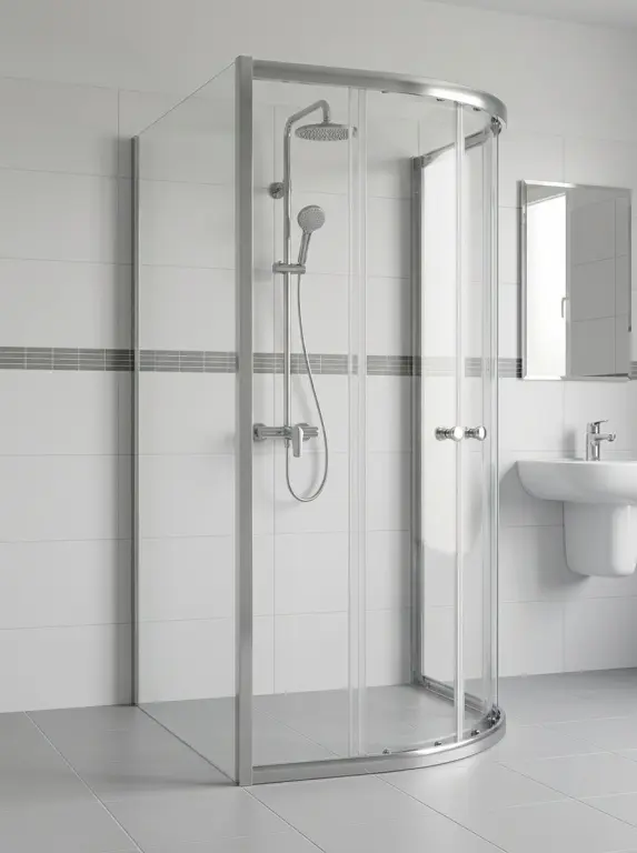 WellMall Nástěnná sprchová zástěna 90x80, asymetrická, chrom, clear - POINT AS COMBI 8595703857294