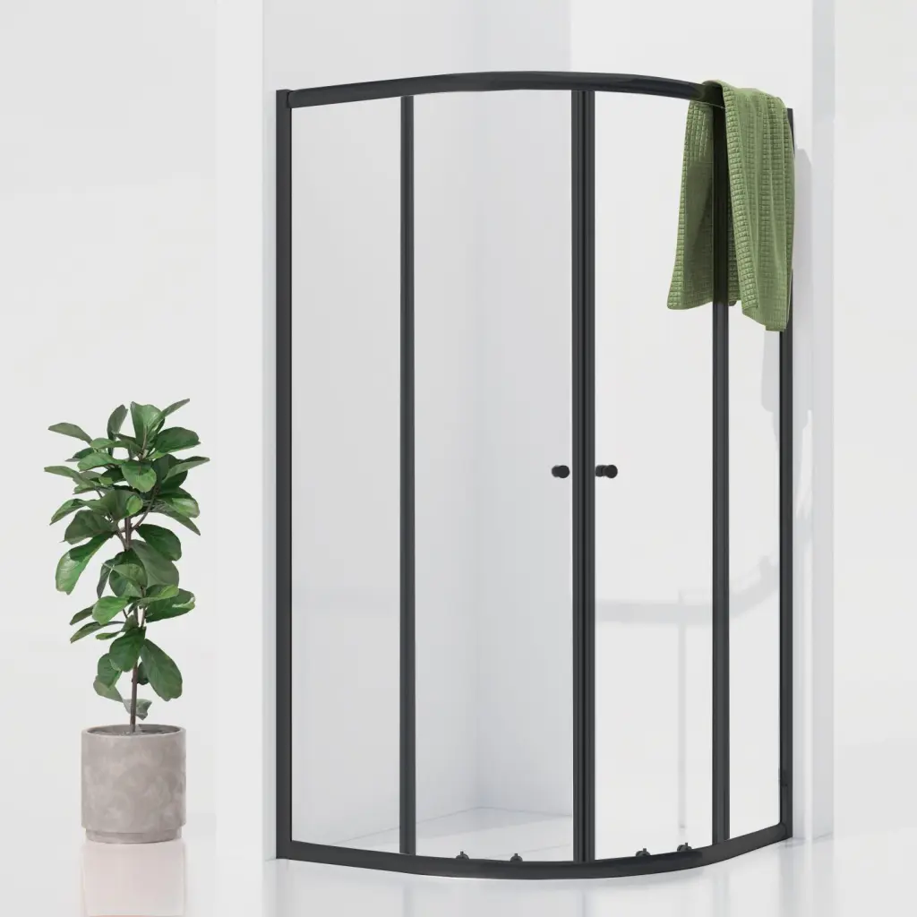 WellMall POINT BLACK 90x90 Clear Čtvrtkruhová sprchová zástěna 8595703844560