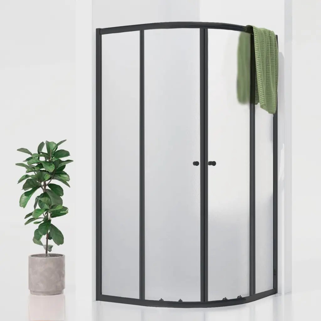 WellMall POINT BLACK 90x90 Grape Čtvrtkruhová sprchová zástěna 8595703844072